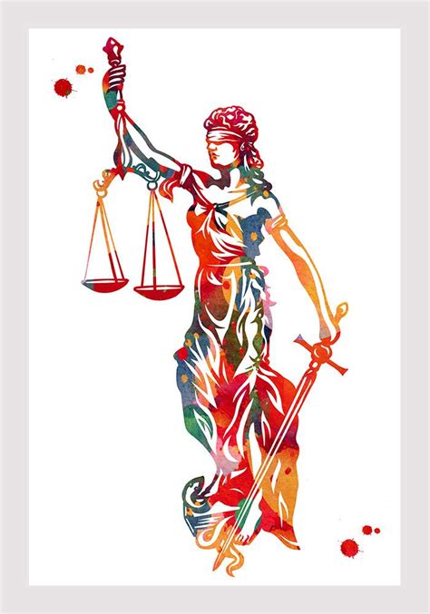 Lady Justice Art Print Justice Symbol Watercolor Law Corporate Art