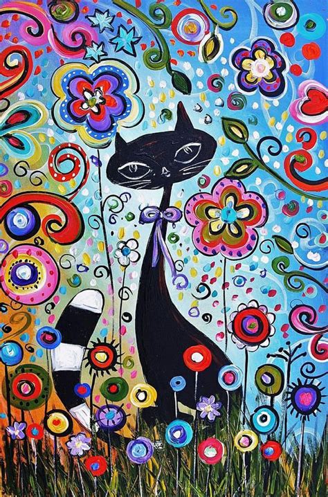 Abstract Cat By Jolina Anthony Cat Painting Cat Art Cat Colors