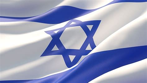 Waved Highly Detailed Closeup Flag Of Israel 3d Illustration Stock