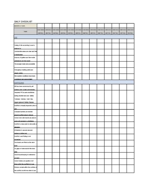 Free Checklist Templates Word Excel Printabletemplates