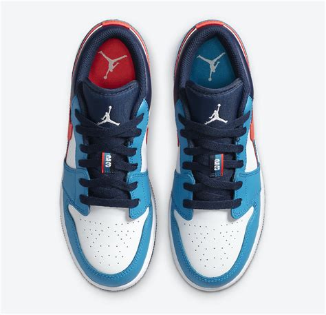 Underfoot, the midsole houses air in the heel for cushioning. Air Jordan 1 Low White Blue Crimson CV4892-100 Release ...