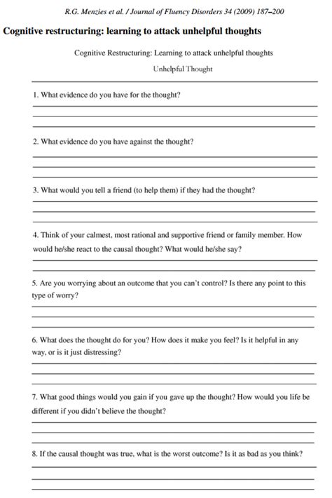 How To Battle Unhelpful Thoughts Therapy Worksheets Counseling