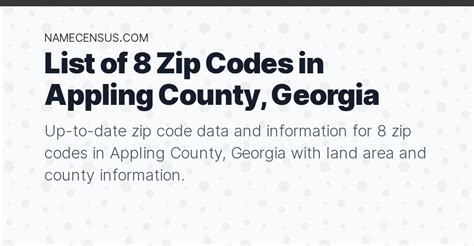 Appling County Zip Codes List Of 8 Zip Codes In Appling County Georgia