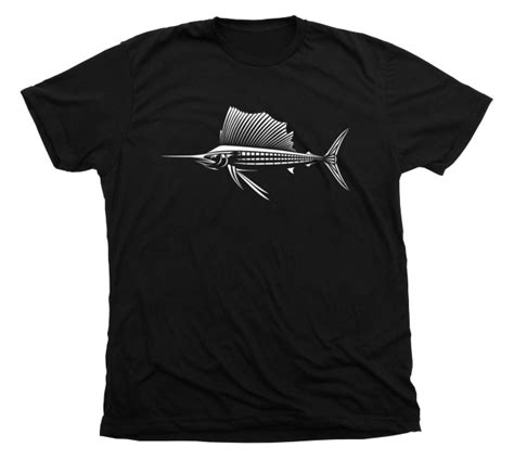 Sailfish T Shirt Black Deep Sea Fishing Shirt Shark Zen