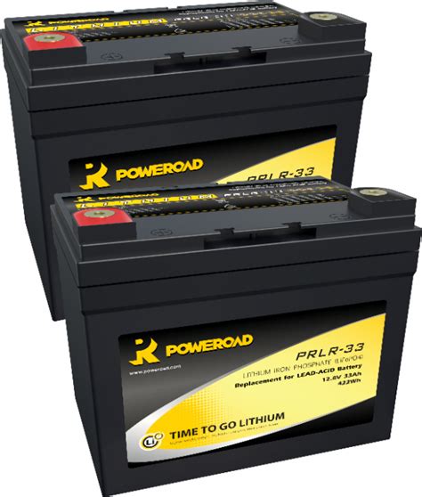 Pair Of 12v 33ah Poweroad Lithium Mobility Scooter Batteries Alpha