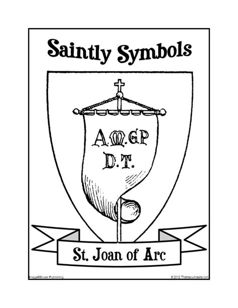 Saintly Symbols Of St Joan Of Arc Coloring Sheet That