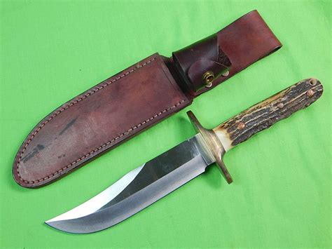 Vintage Custom Hand Made Stag Handle Bowie Hunting Fighting Knife