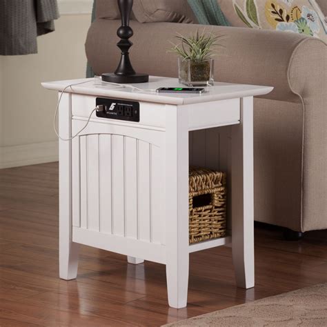 Chair Side Table With Outlets And Usb For Charging Electronics Narrow