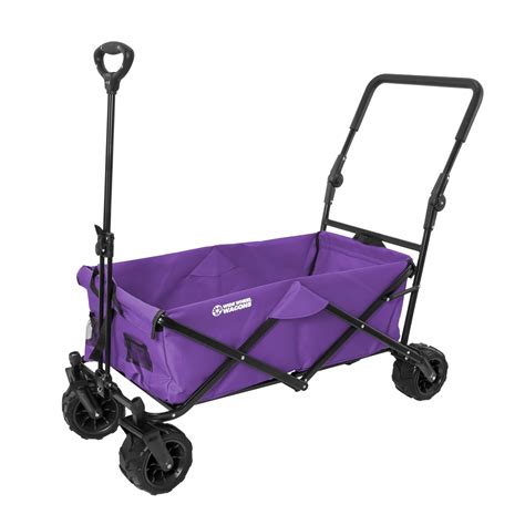 Purple Wide Wheel Wagon All Terrain Folding Collapsible Utility Wagon