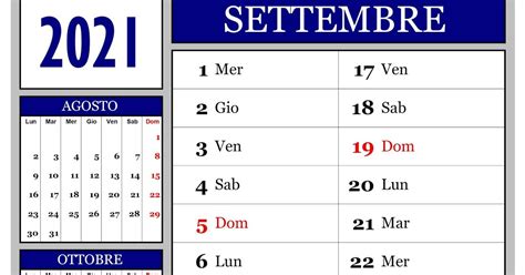 Calendario para imprmir año 2021. Calendario : Calendario mensile - Settembre 2021