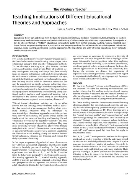 Pdf Teaching Implications Of Different Educational Theories And