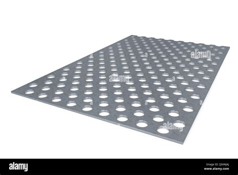 Perforated Steel Sheet Isolated On White Background 3d Rendering