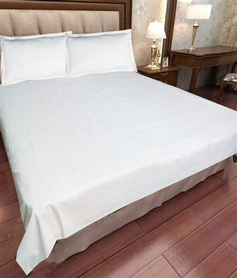 Scala Plain White Double Bed Sheets Buy Scala Plain White Double Bed