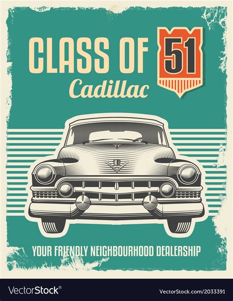 Vintage Sign Advertising Poster Classic Car Vector Image