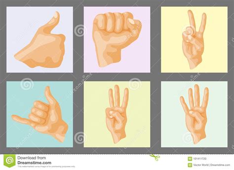 Hands Deaf Mute Different Gestures Human Layout Card