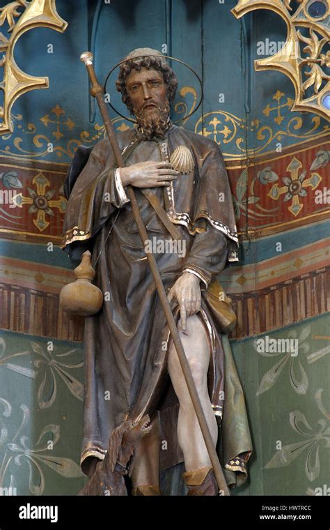 Saint Roch Statue Sur Lautel Dans Léglise Paroissiale De Saint Roch