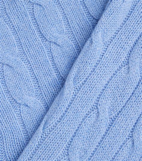 Mens Polo Ralph Lauren Blue Cashmere Cable Knit Sweater Harrods