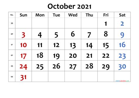 20 October Calendar 2021 Free Download Printable Calendar Templates ️