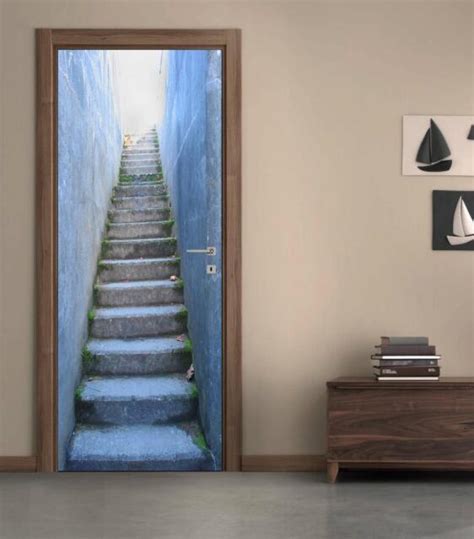Stairway Illusion Door Wrap Decal Wall Sticker Home Decor Mural Art
