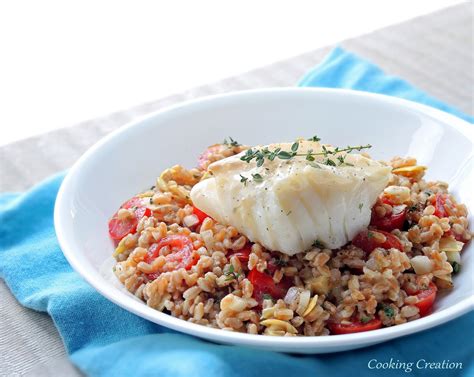 Cooking Creation Pan Fried Cod With Farro Salad In Champagne Vinaigrette