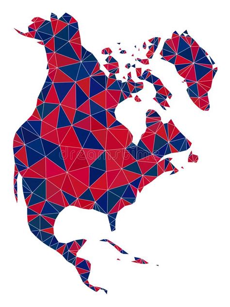 Triangle Mosaic Map Of North America In American Colors Stock Vector
