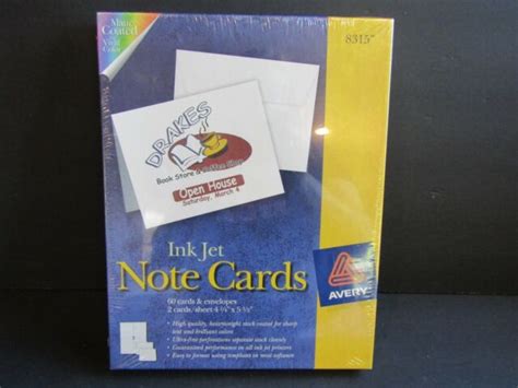 Avery 50 White Note Cards And Envelopes 8315 Ink Jet 4 14 X 5 12 For