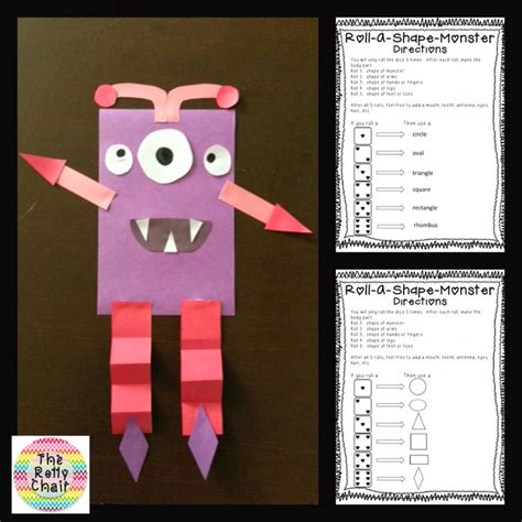 2D Shape FREEBIE! Roll-a-Shape Monster! Students roll dice and draw/cut