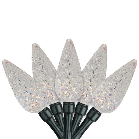 35 Warm White Faceted LED Battery Operated C6 Christmas Lights - 11 ft
