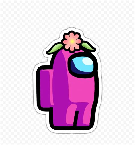HD Pink Among Us Character Flower Hat Stickers PNG | Citypng