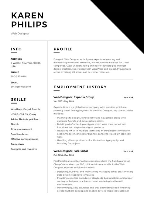 12 Free Web Designer Resume Examples [ + 12 Samples ] | PDF | 2019