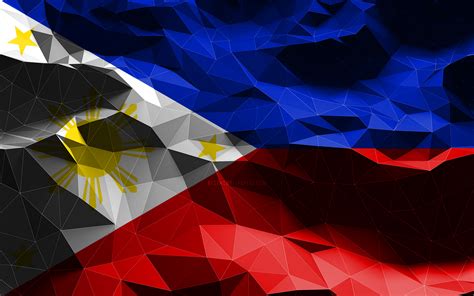Download Wallpapers K Philippine Flag Low Poly Art Asian Countries National Symbols Flag