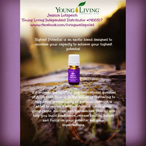 Put your thinking caps on and make sure your eating plan contains the try to forever living pomesteen power drink made from finest fruits (berries) which made from young wheat grass, alfalfa, barley grass and cayenne pepper. Young Living's Highest Potential Essential Oil Blend ...