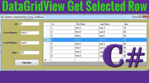 C Get Selected Row Values From Datagridview Into Textbox In C