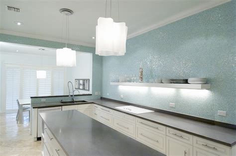 Kitchen backsplash tiles at westside tile & stone. Turquoise Glass Tile Backsplash - Contemporary - kitchen
