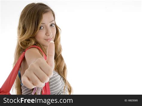 Beautiful Girl Showing Thumbs Up Hand Gesture Free Stock Images