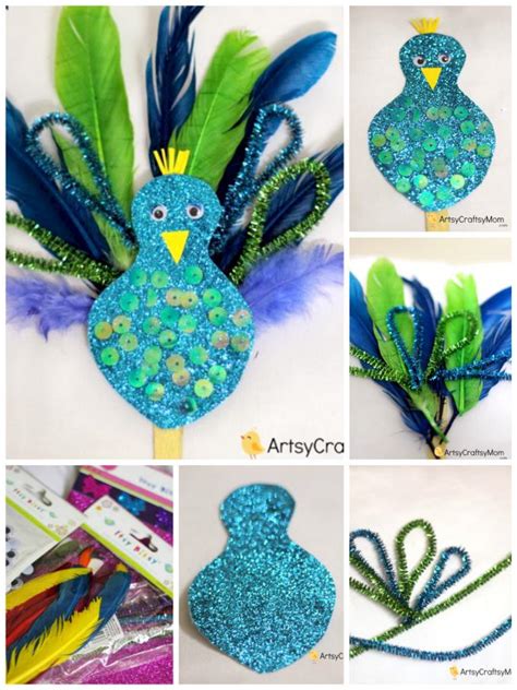 Kids will love exploring bird habitats with these awesome activities for both indoor and outdoor play. Pipecleaner Feather Peacock Craft - Artsy Craftsy Mom