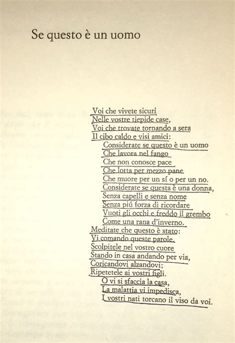 Rappresenta la coinvolgente ma meditata testimonianza di quanto vissuto dall'autore nel campo di concentramento di auschwitz. Primo Levi | Riflessioni, Citazioni da libri