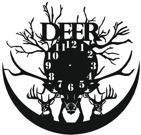 Laser Cut Vinyl Record Deer Animals Art Clock Template Free Vector