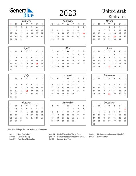 Uae Calendar 2023 With Holidays Get Latest News 2023 Update