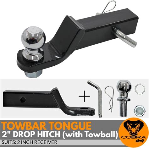 2 Inch Drop Down Tongue Towball Mount Hitch Receiver Tow Ball 4wd 4x4