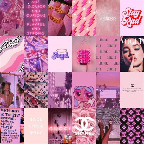 Boujee Baddie Y2k Wall Collage Kit Aesthetic Boujee Pink Etsy