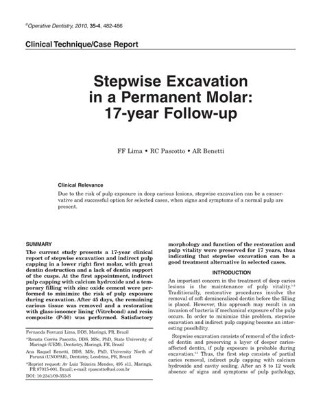Pdf Stepwise Excavation In A Permanent Molar 17 Year Follow Up