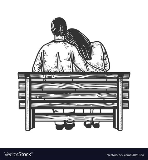 Couple On Bench Sketch Royalty Free Vector Image