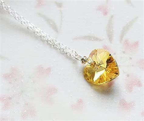 Yellow Swarovski Crystal Necklace Yellow Heart Pendant