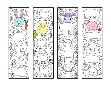 These fun animal coloring pages make any time a happy time! Cute Farm Animal Bookmarks - PDF Zentangle Coloring Page ...