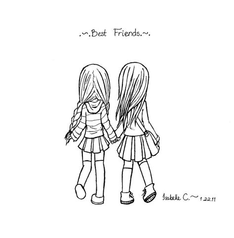 Learn how to draw these two cute pretty girls step by step easy. Edit Photo. Cute Anime Best Friends Drawing (Best Friend ...