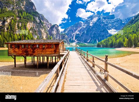 Braies Lake In Dolomite Apls View South Tyrol Region Of Italy Stock