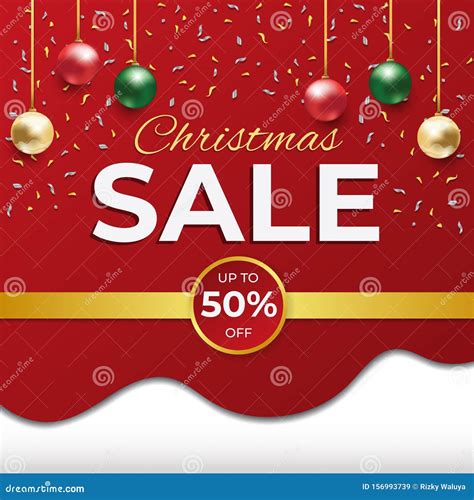 Christmas Sale Discount Red And White Square Card Poster And Flyer