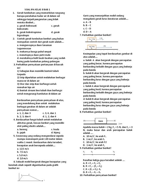Soal Ipa Kelas 8 Bab 1 Pdf