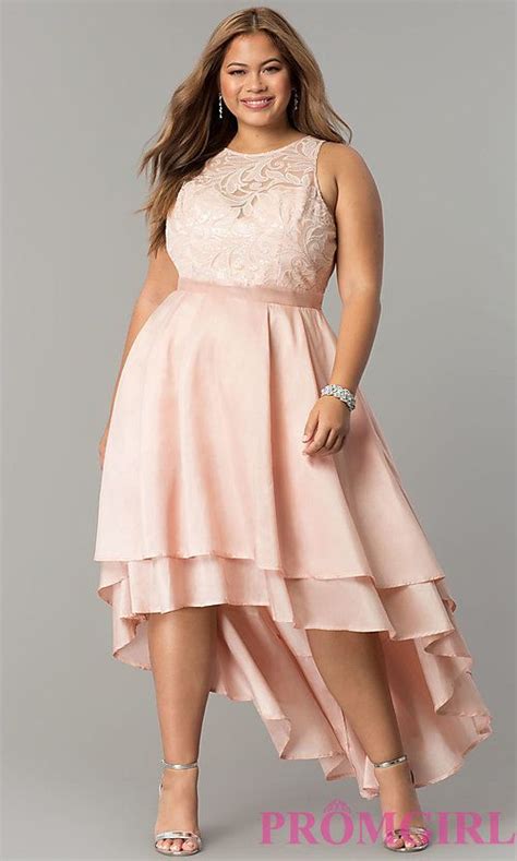 Plus Size High Low Prom Dress With Illusion Lace Bridesmaid Dresses